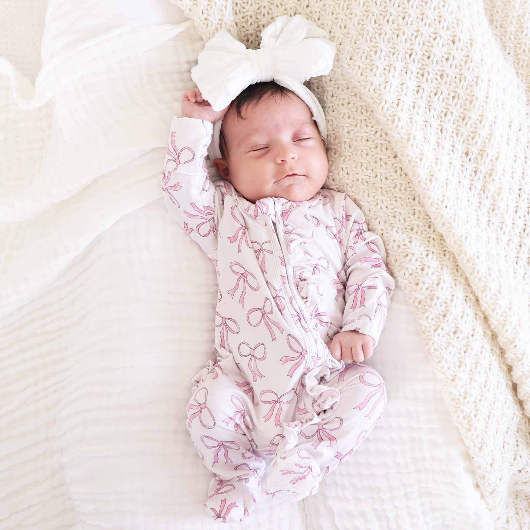 Blushing Bows Ruffle Zipper Footie - Image 3