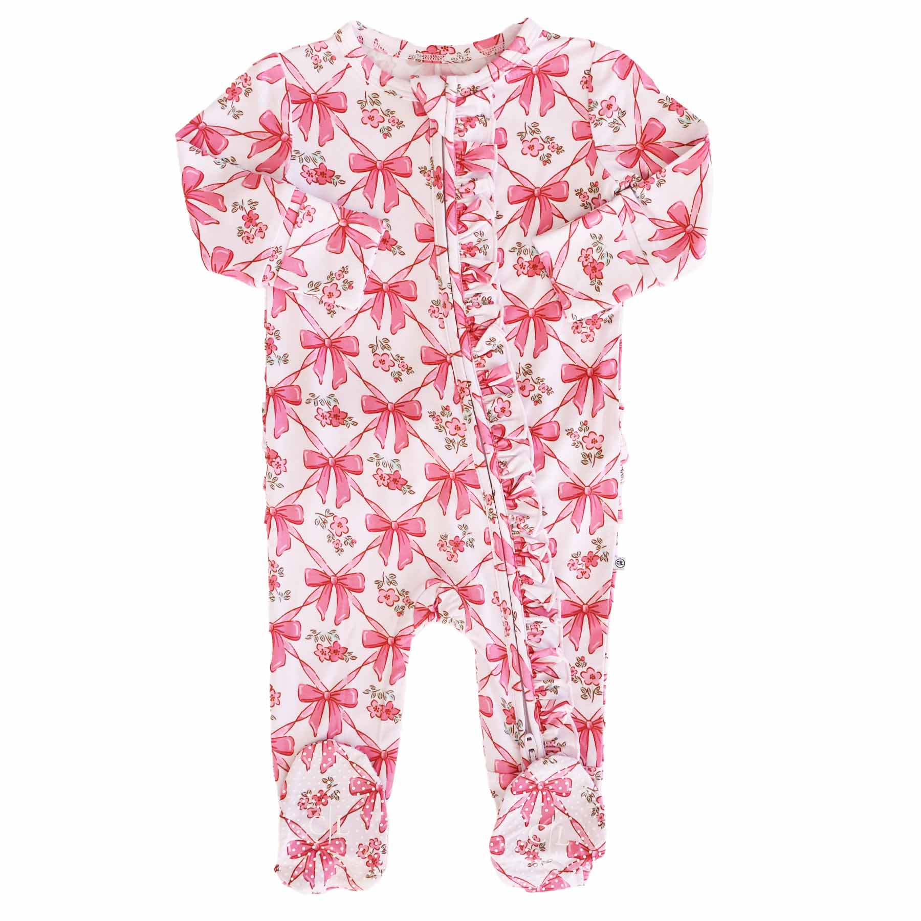 Bow Besties Ruffle Zipper Footie - Image 5