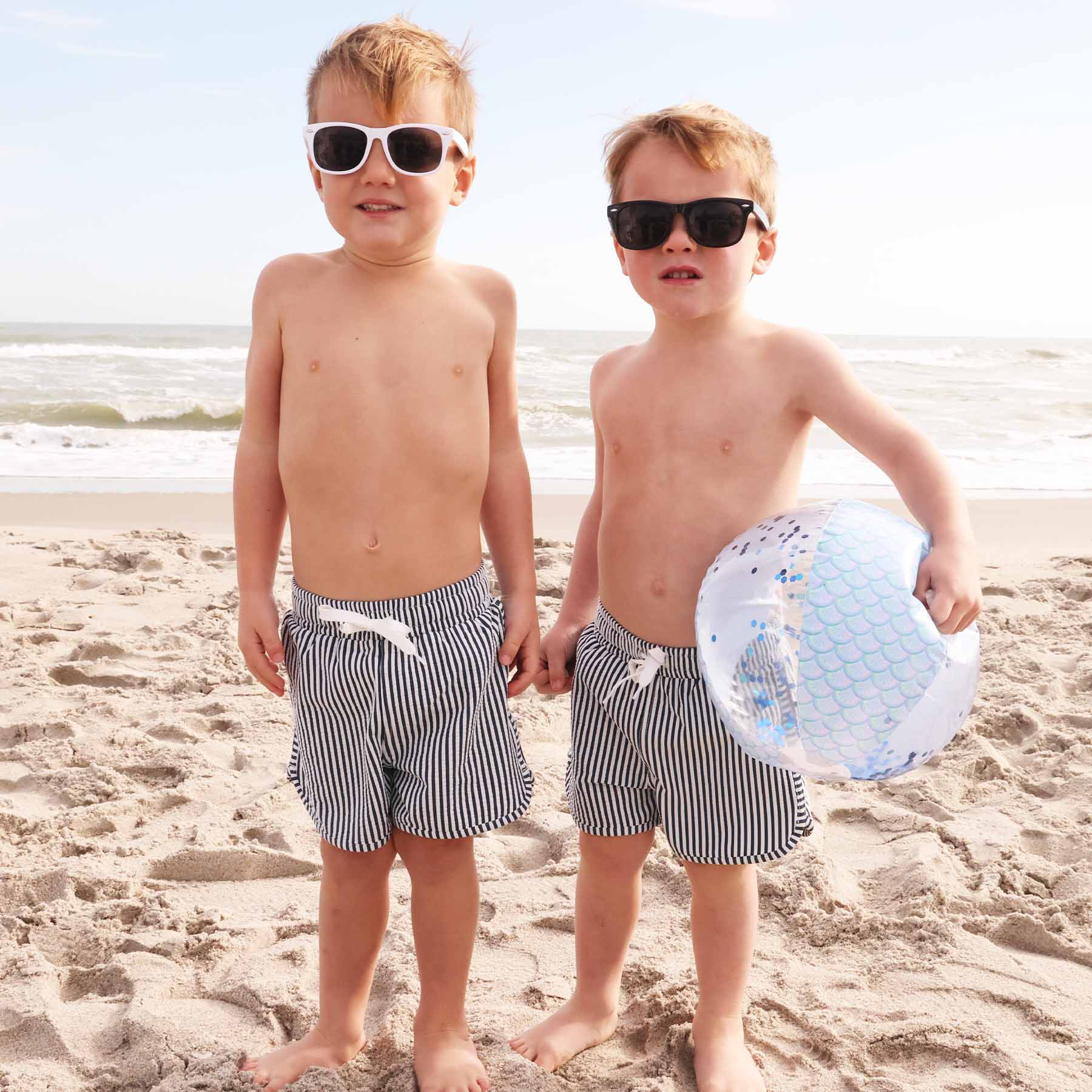 Boy's Swim Trunks | Seersucker Navy - Image 10