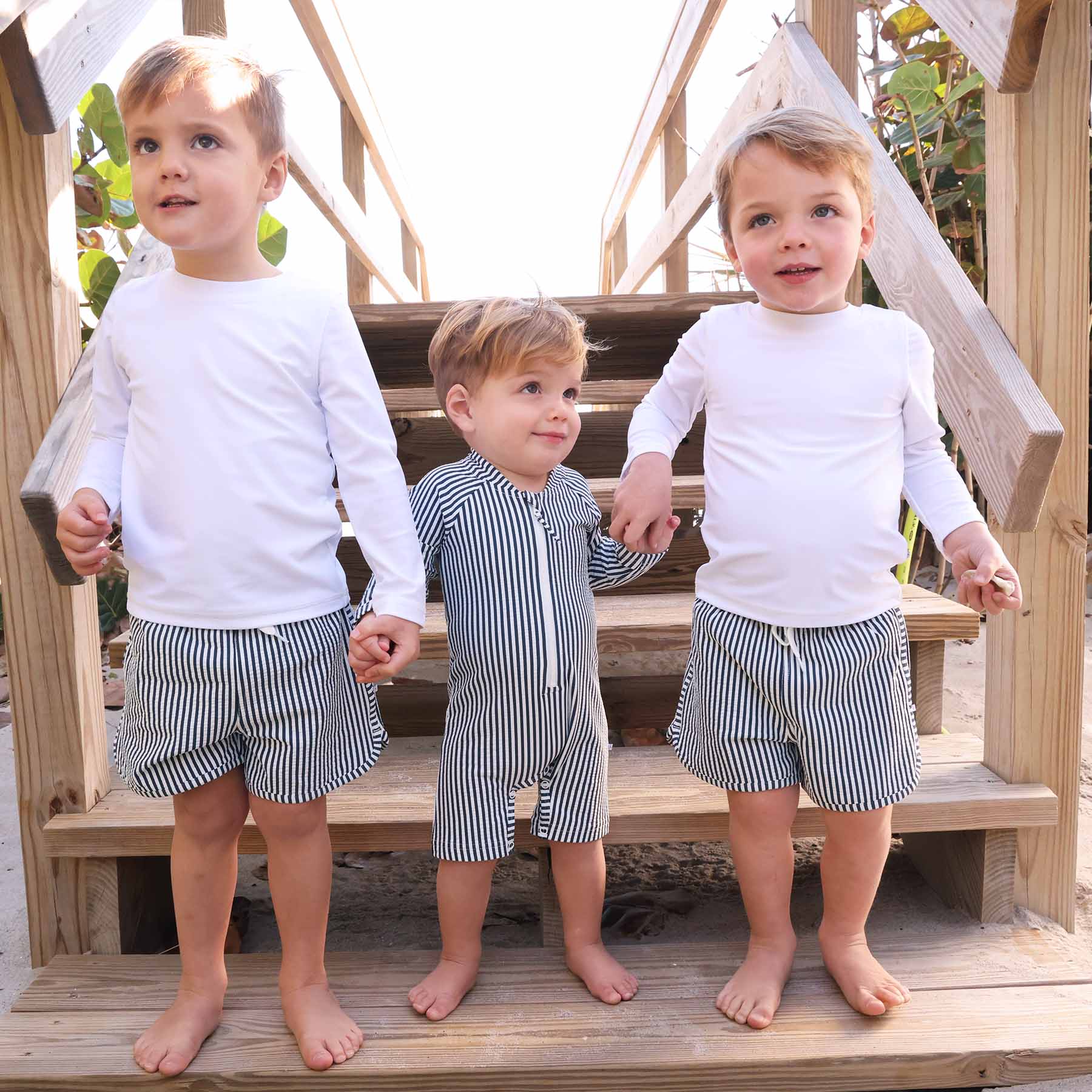 Boy's Swim Trunks | Seersucker Navy - Image 7