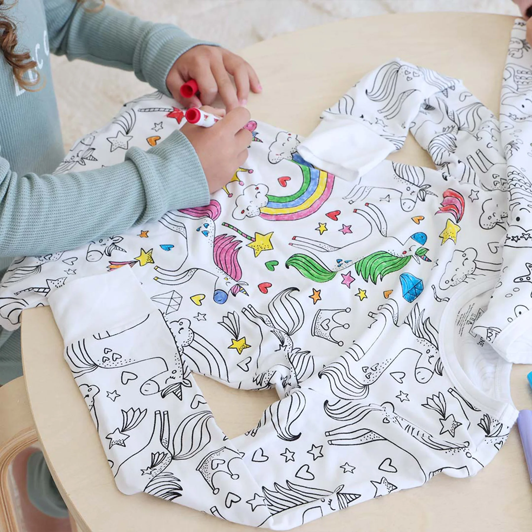 Colorable Two Piece Pajama Set | Enchanted Unicorns - Image 4