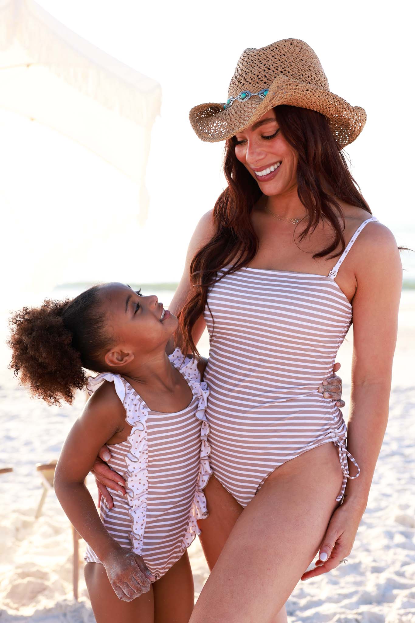 Women's Removable Strap One Piece | Sandy Stripes - Image 11