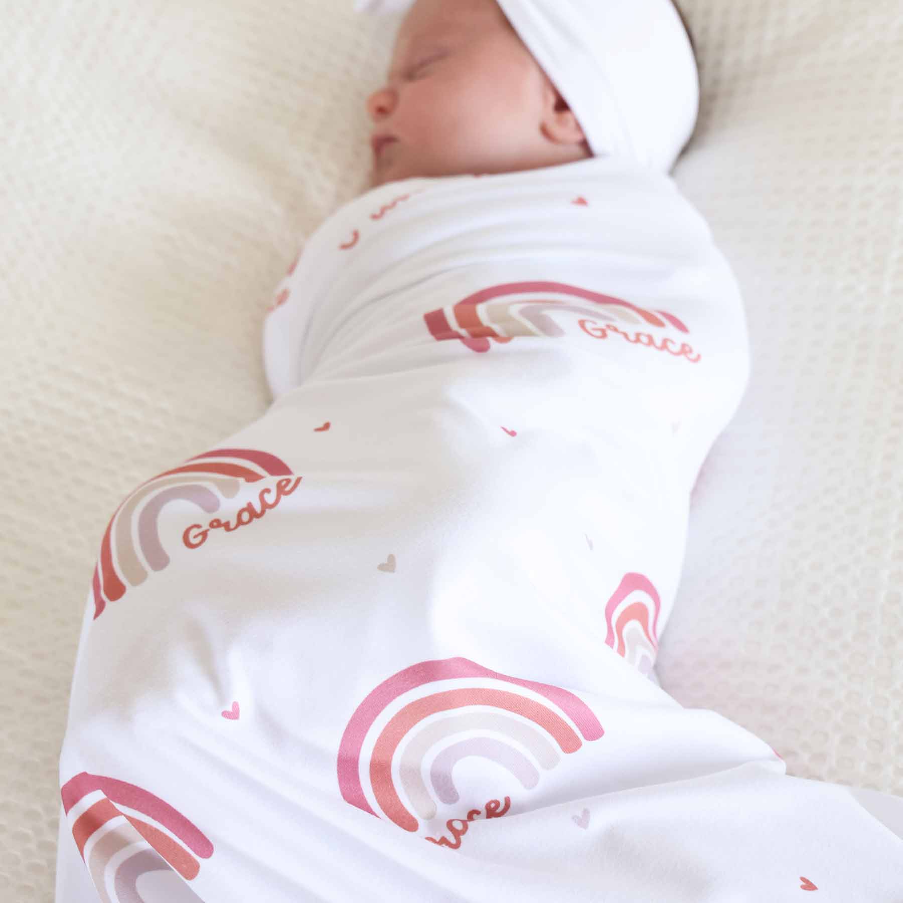 Girlie Rainbow Personalized Baby Name Swaddle - Image 3