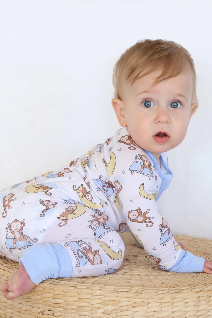 Monkey See, Monkey Snooze Convertible Zip Romper - Image 4