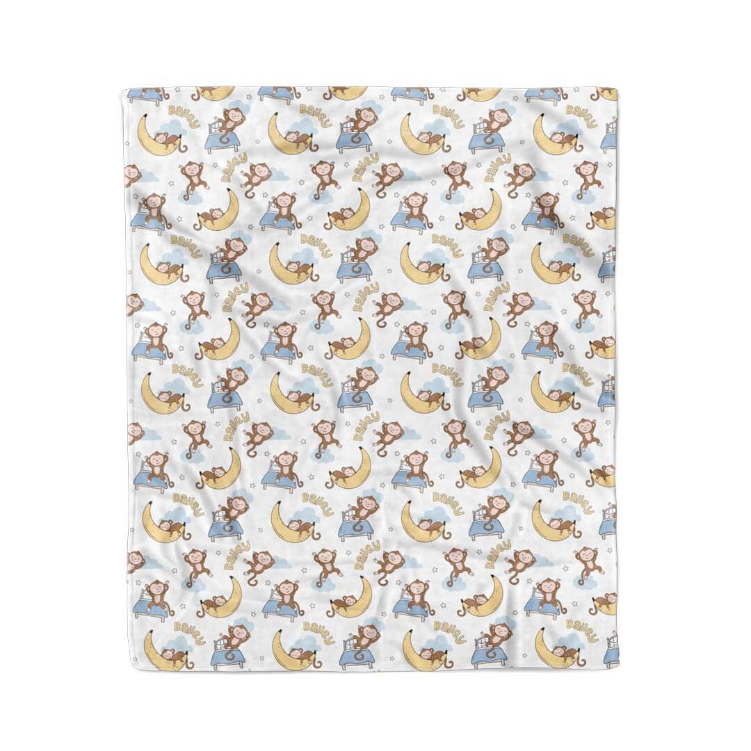 Monkey See, Monkey Snooze Personalized Kids Blanket - Image 5