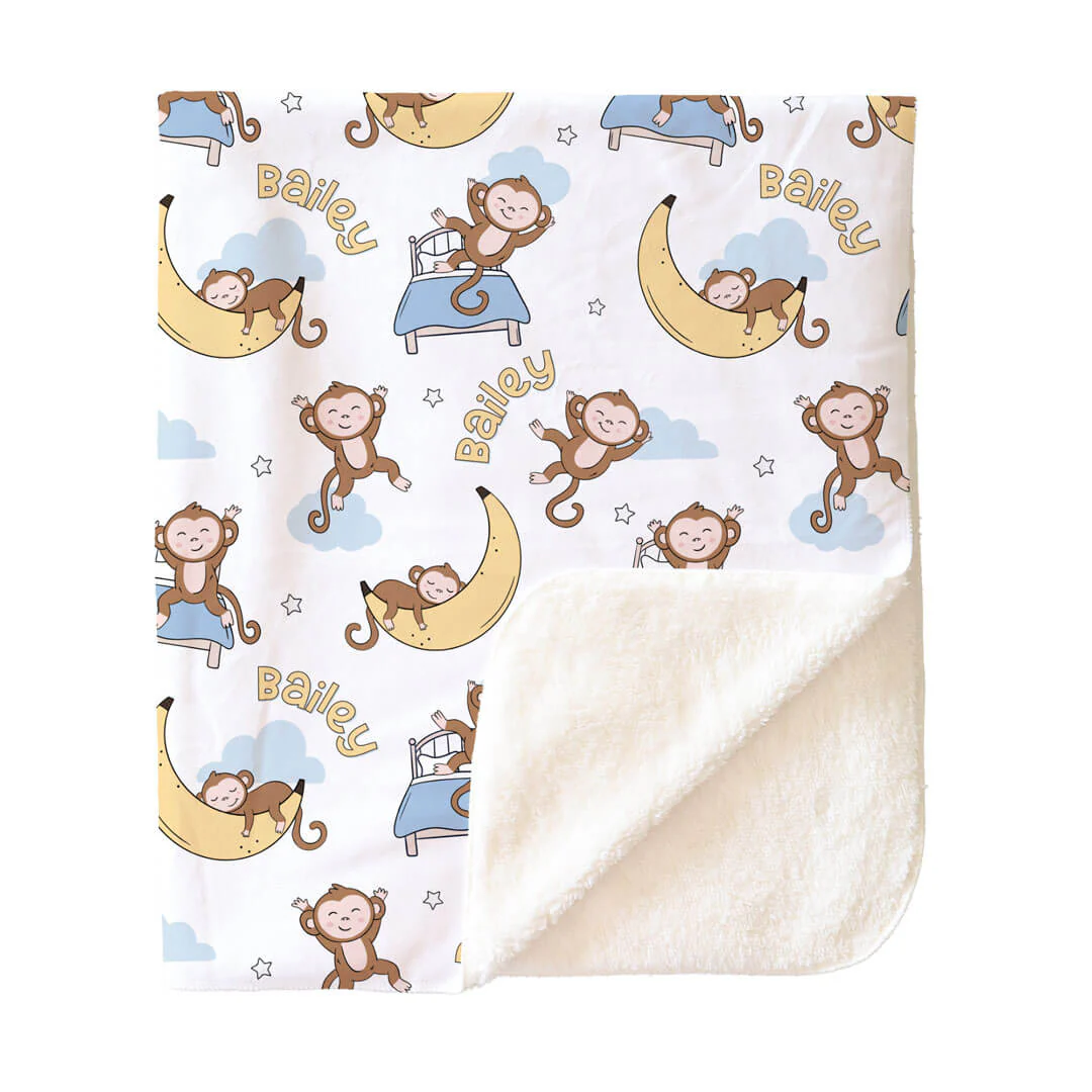 Monkey See, Monkey Snooze Personalized Kids Blanket - Image 6