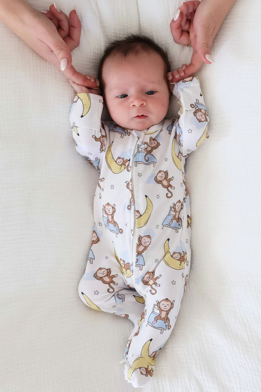 Monkey See, Monkey Snooze Zipper Footie - Image 3