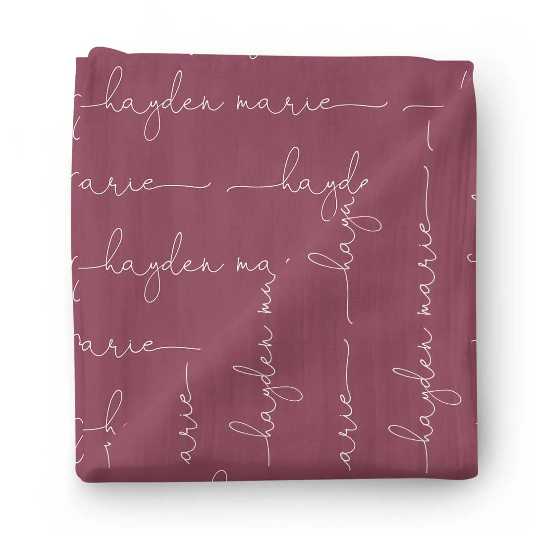 Personalized Boysenberry Baby Name Swaddle Blanket - Image 4