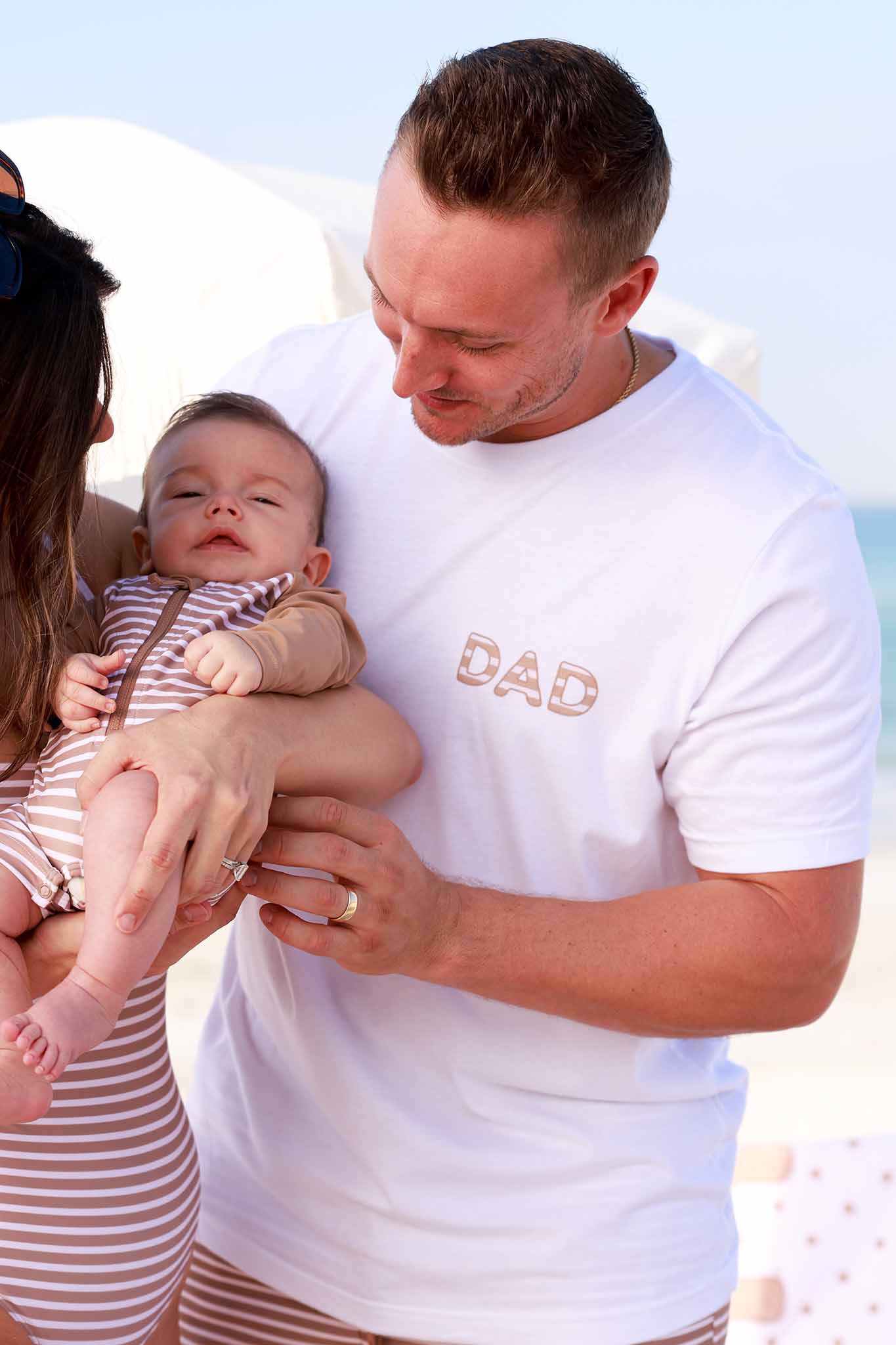 Sandy Stripes Dad Graphic Tee | White - Image 4