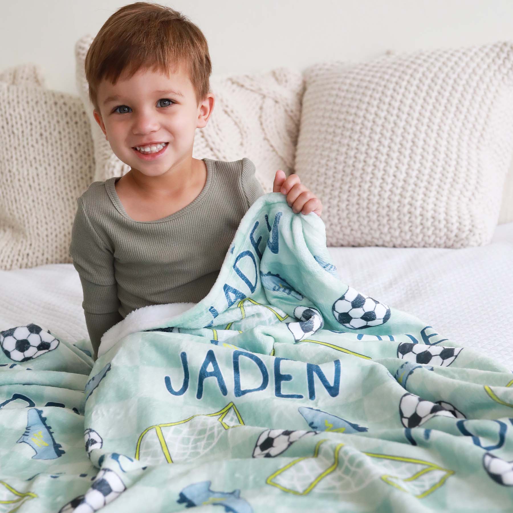 Soccer Star Personalized Kids Blanket | Green - Image 6